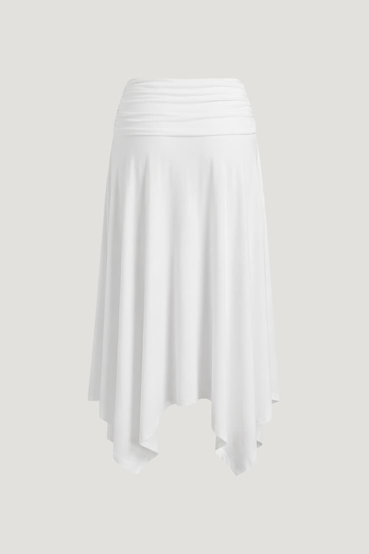 Jupe midi asymétrique sculptante Blanc éclatant large