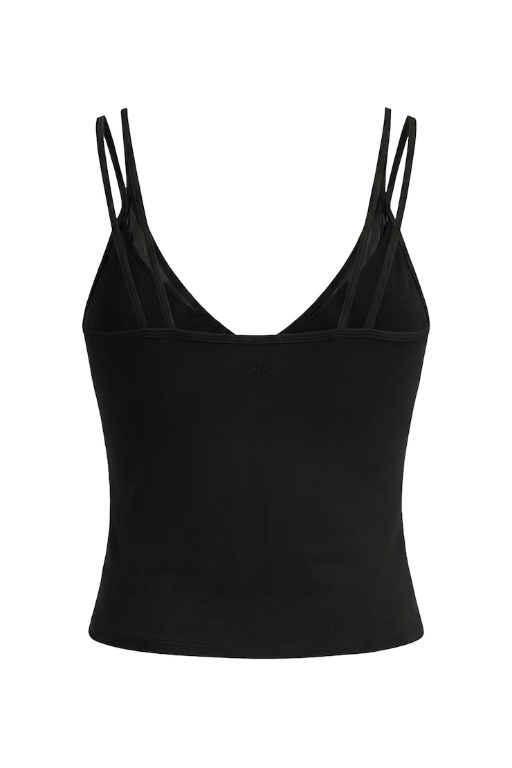 Active Mesh Plunge Cami Top, Jet Black, large
