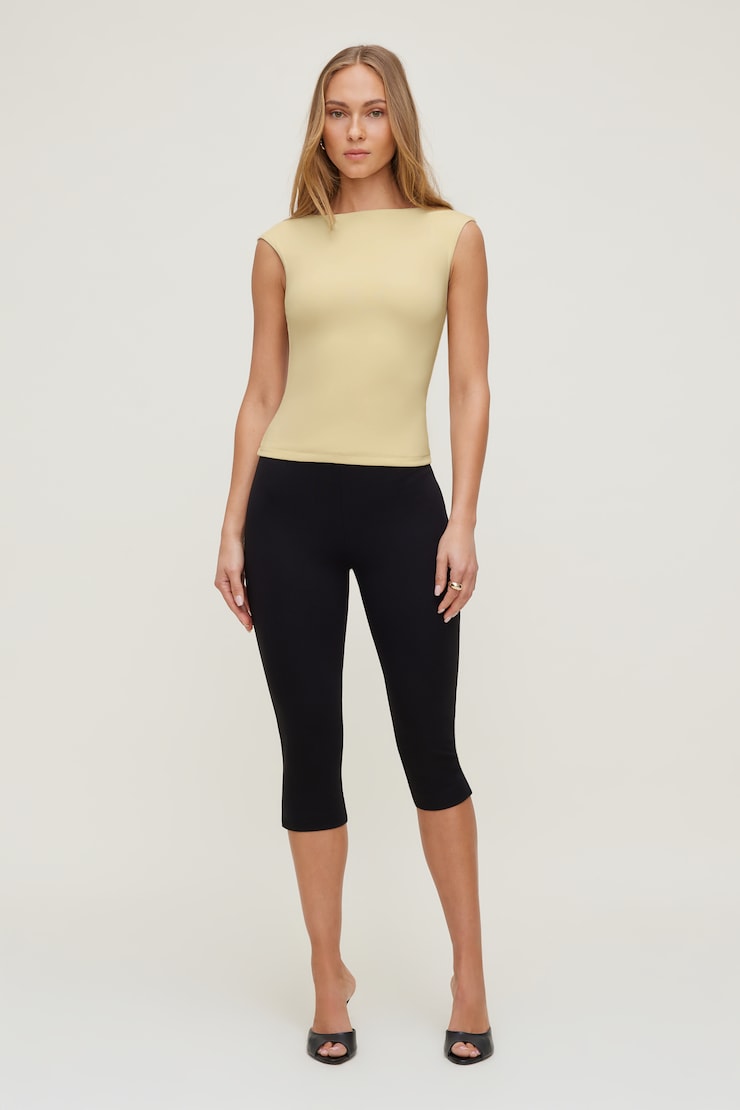 Cap Sleeve T Shirt Pale Yellow large