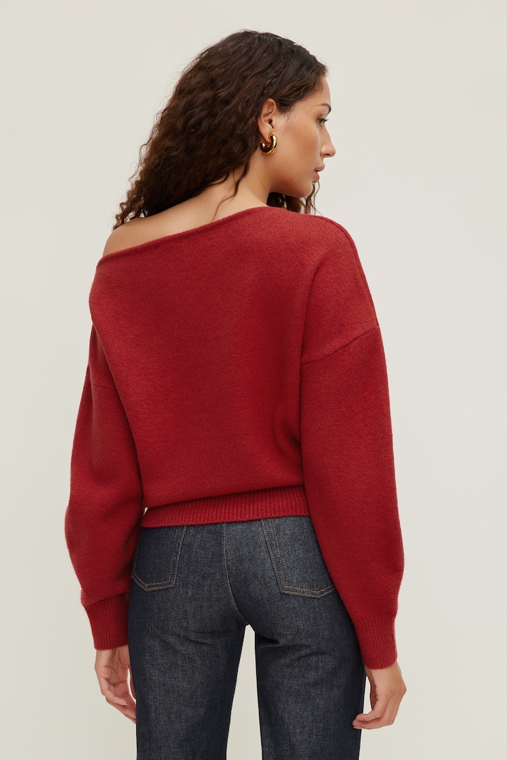 Lola Off Shoulder Sweater Savvy Red large