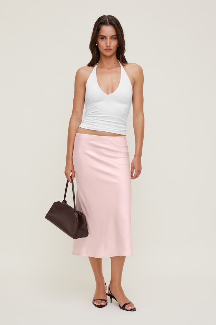 Delila Satin Midi Skirt