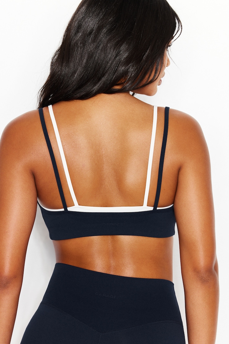 Active Double Layer Bra, Naughty Navy Blue/Snow White, large