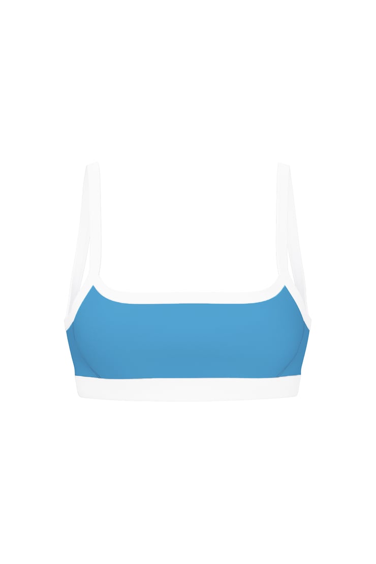 Active Low Back Micro Bra, Blue Rebound/Snow White, large