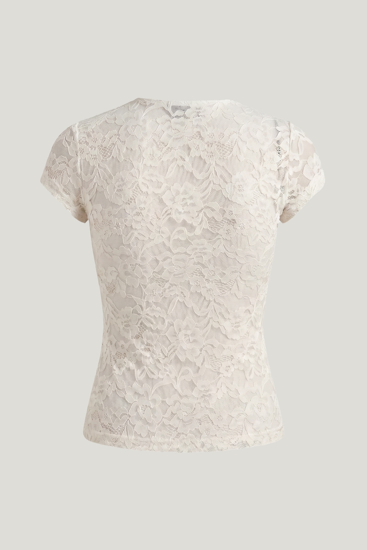Lace Crewneck Top Sea Salt Cream large