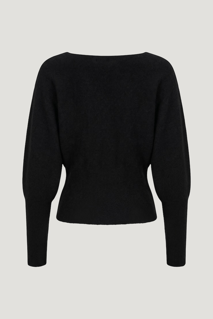 Cinched V Neck Sweater Jet Black large