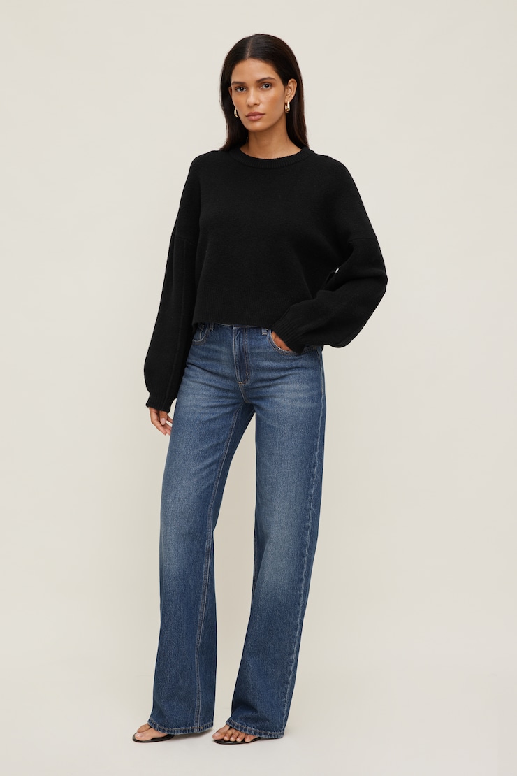 Rylie Balloon Sleeve Sweater Jet Black large