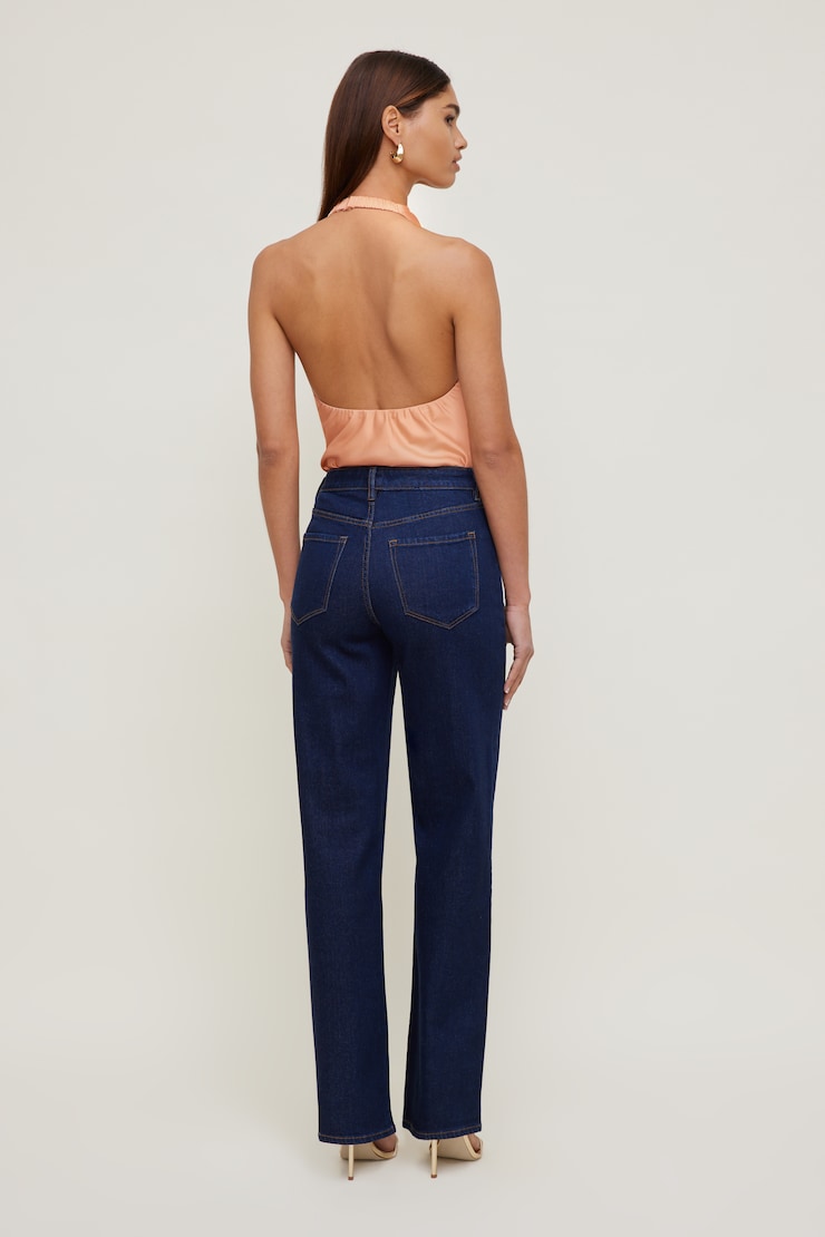 Heidi Stretch High Rise Wide Leg Jeans Dark Indigo / Indigo Rinse large