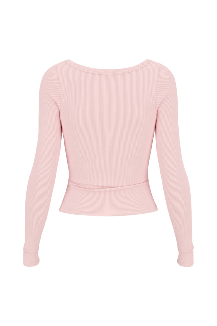 SnatchRib Crossover Longsleeve Top, Pink, large
