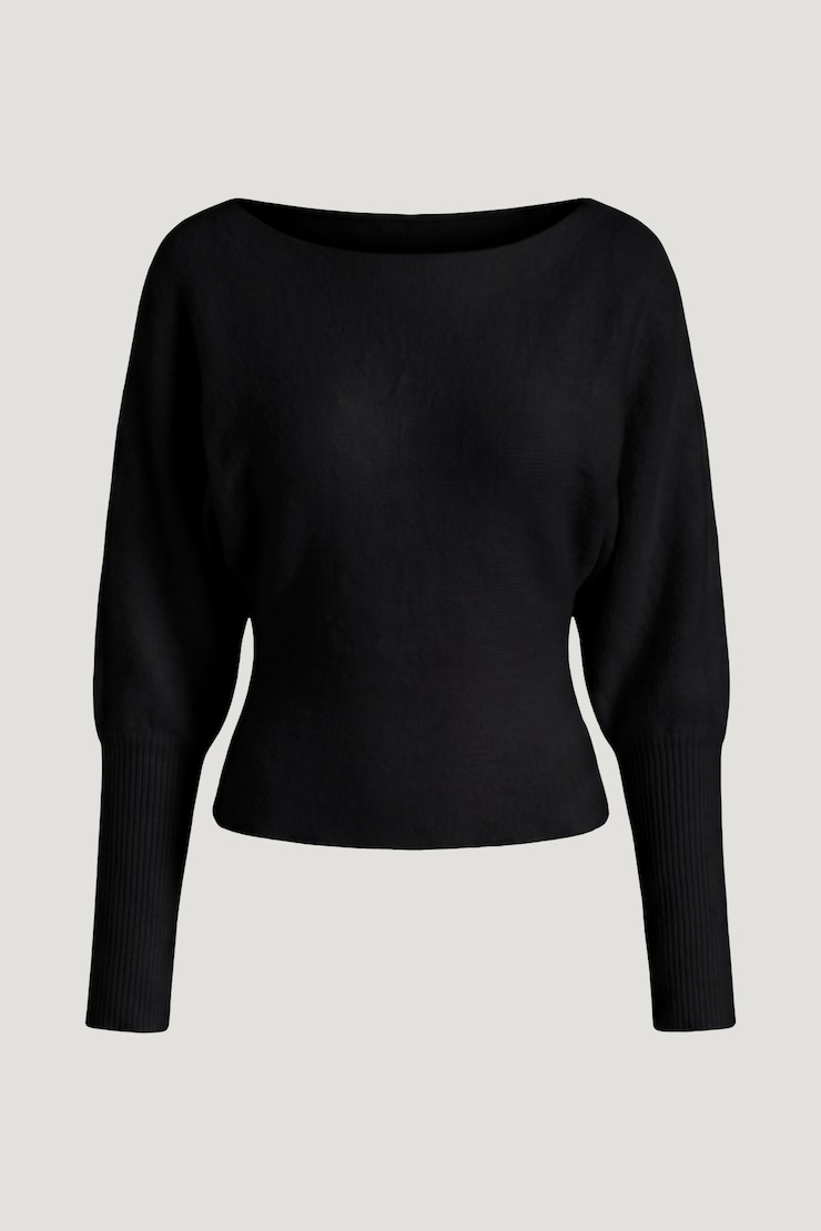 Cinched Boat Neck Sweater Jet Black large