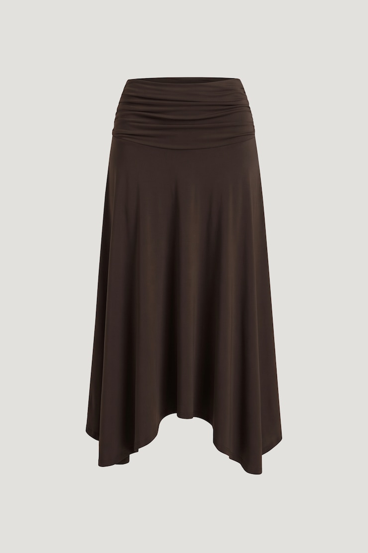 Jupe midi asymétrique sculptante Brun café large