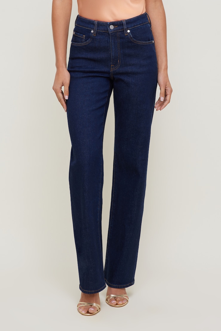 Heidi Stretch High Rise Wide Leg Jeans Dark Indigo / Indigo Rinse large