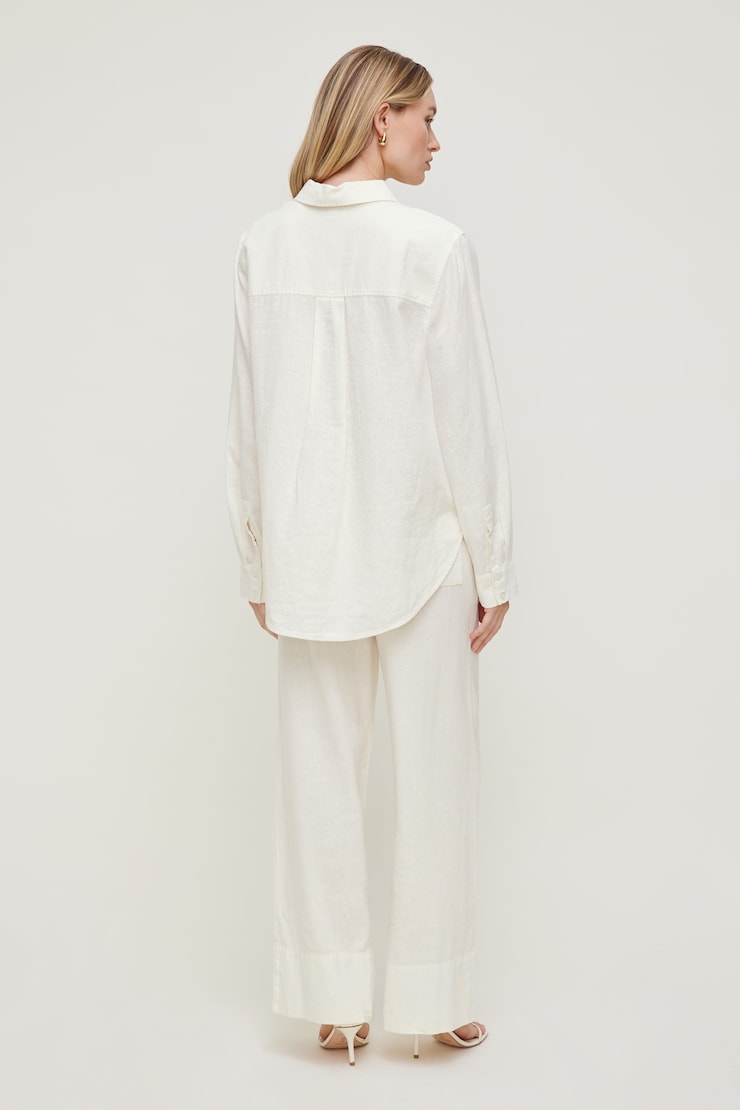 Isla Oversized Linen Shirt Snow White large