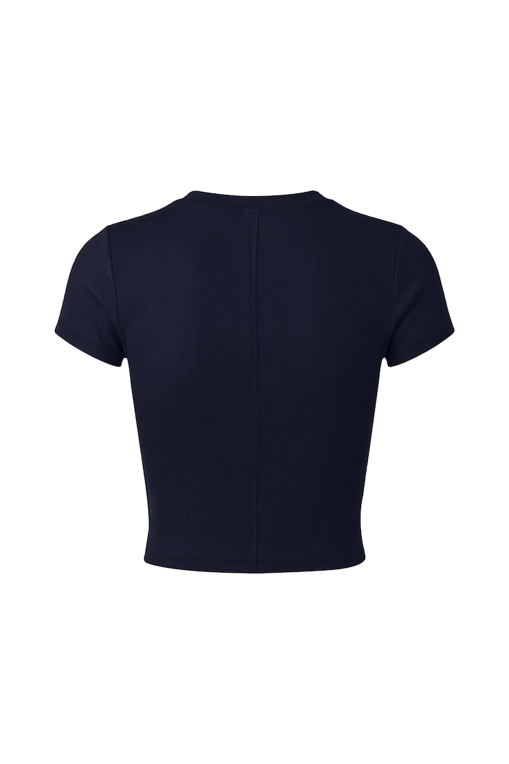 SnatchRib Cropped Crewneck T-Shirt, Naughty Navy Blue, large