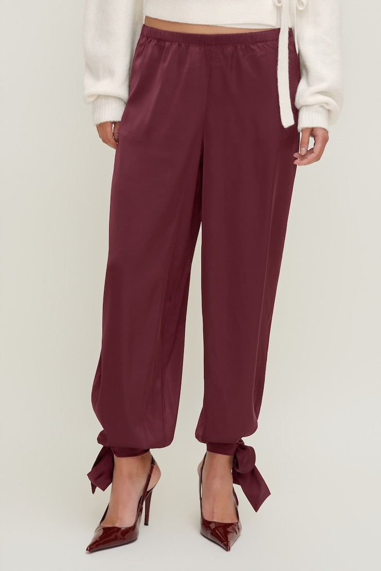 Satin Balloon Pants Maroon Banner large