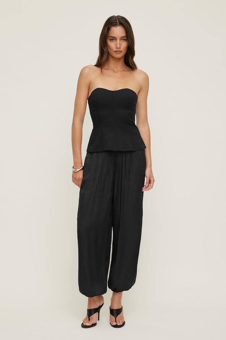 Peplum Bustier Top Black | Dynamite