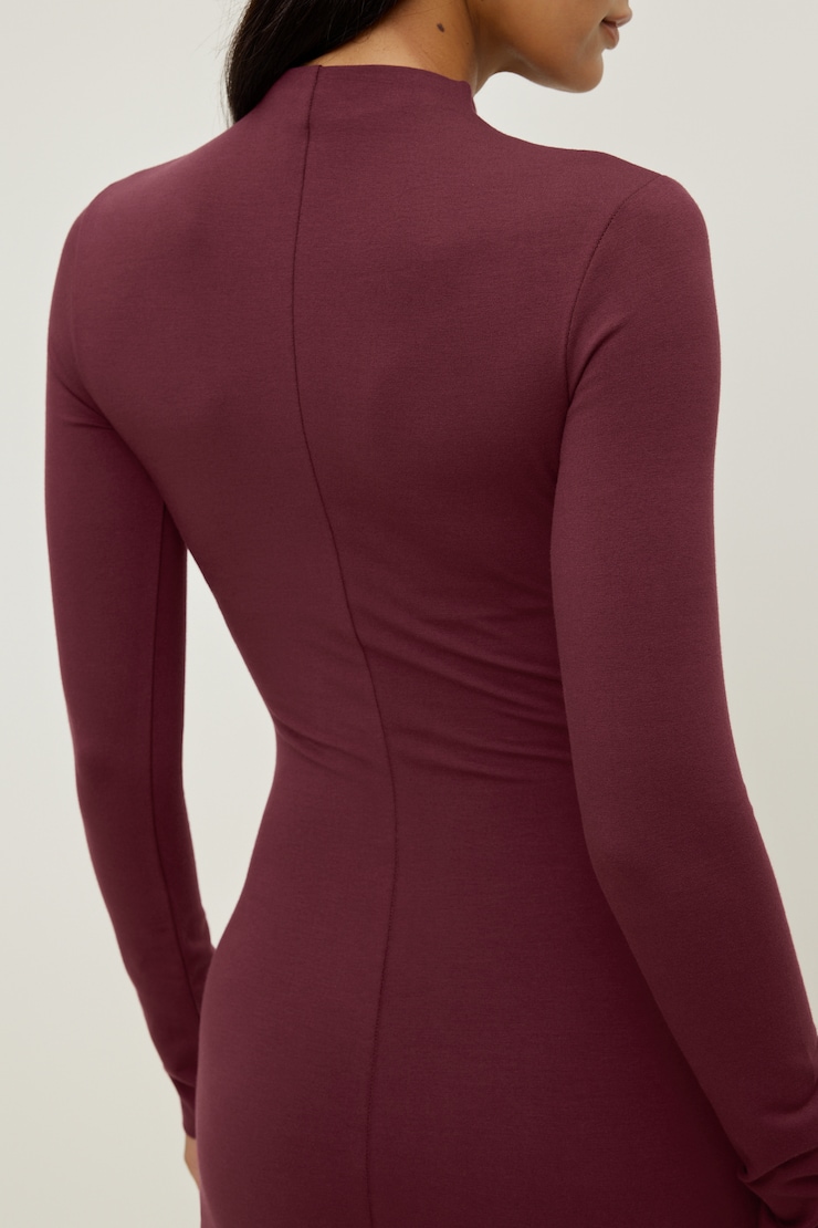 Katia Cotton Mini Dress Maroon Banner large