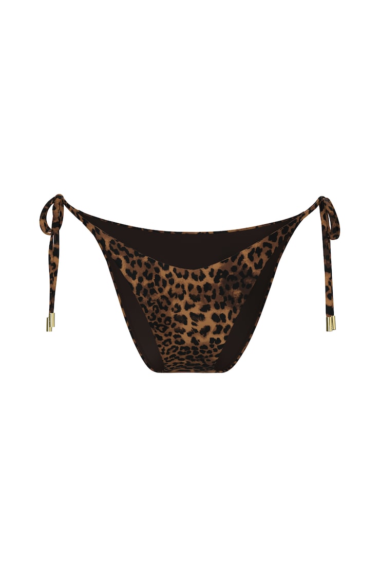 Cheeky Side Tie Bikini Bottom, Leopard/Armadillo Brown, large