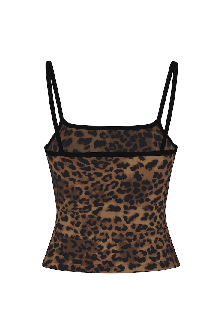 Sleek Scoop Cami Top, Untamed Leopard Brown, large