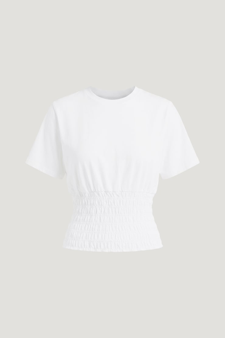 Smocked Cotton Spandex T Shirt Jet Black large