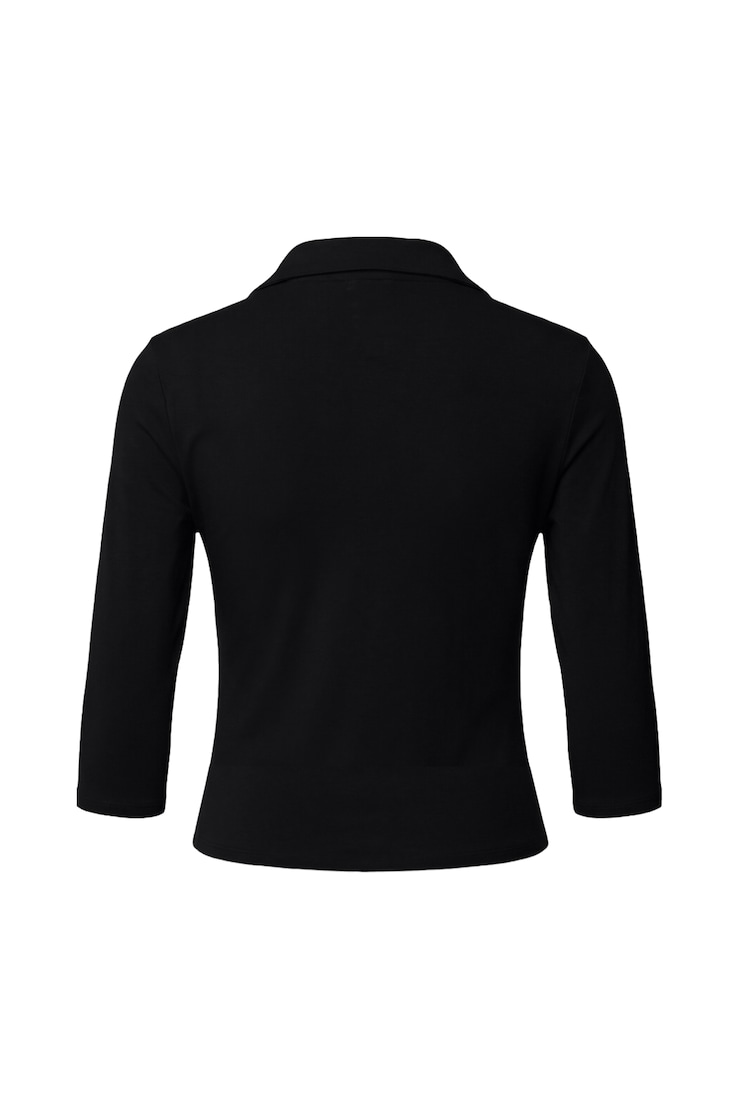 Sleek 3/4 Sleeve Polo Top, Jet Black, large