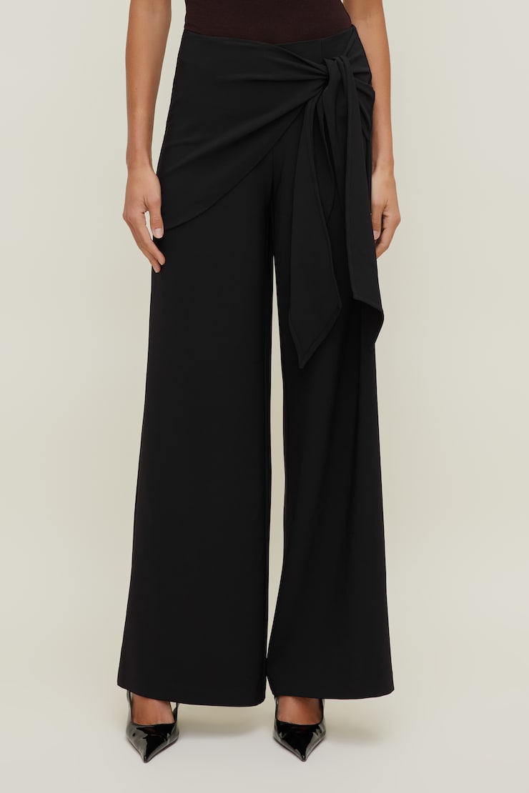 Pantalon à jambe large et attaches Noir encre large
