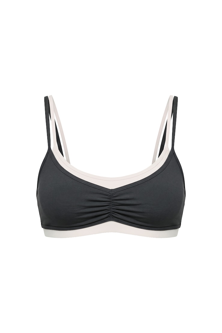 Soutien-gorge Active froncé à double épaisseur, Gris fer forgé/Crème douce, large