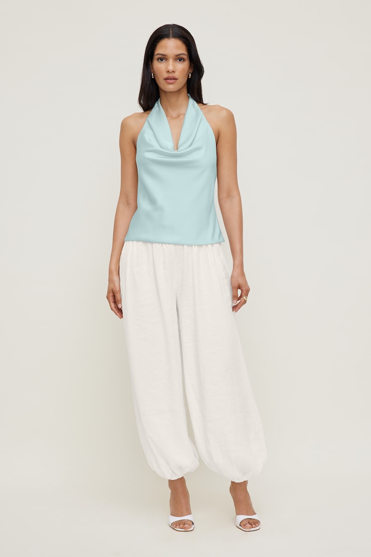 Camila Satin Blouse Wan Blue large