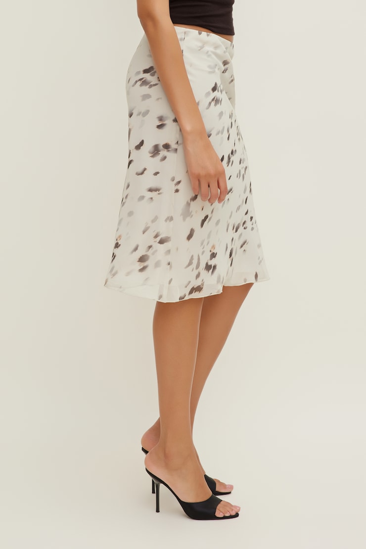 Esther Georgette Midi Skirt Beige Floral large