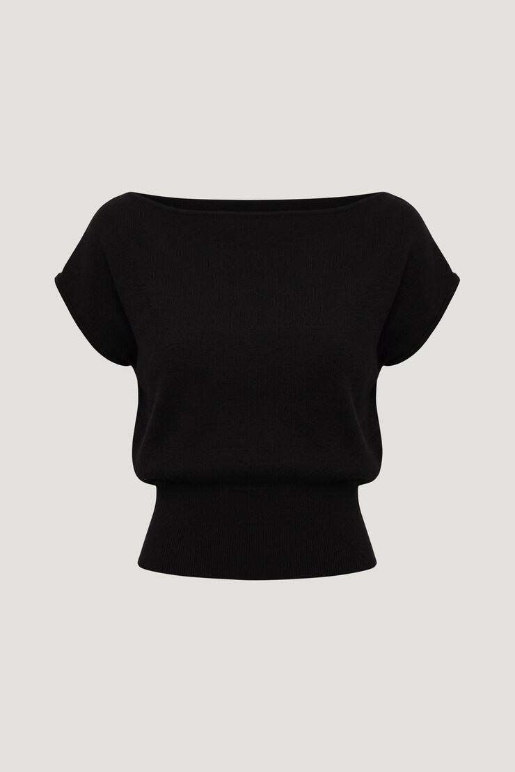 Aria Boat Neck Sweater Jet Black large