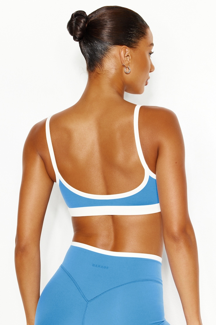 Active Low Back Micro Bra, Blue Rebound/Snow White, large