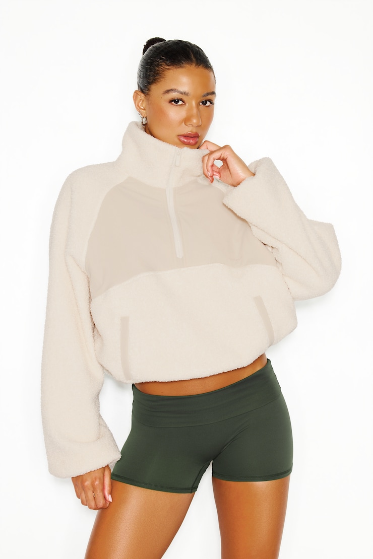 Sherpa Mixed Media Half Zip Jacket