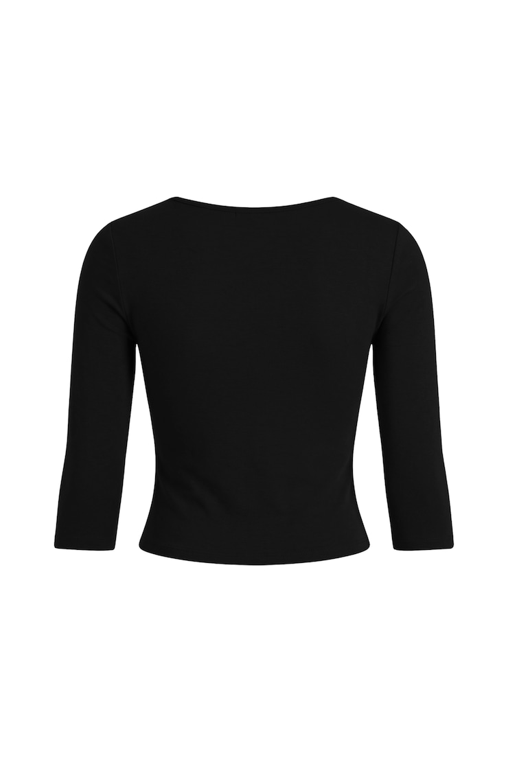 Plunge 3/4 Sleeve Top, Jet Black, large