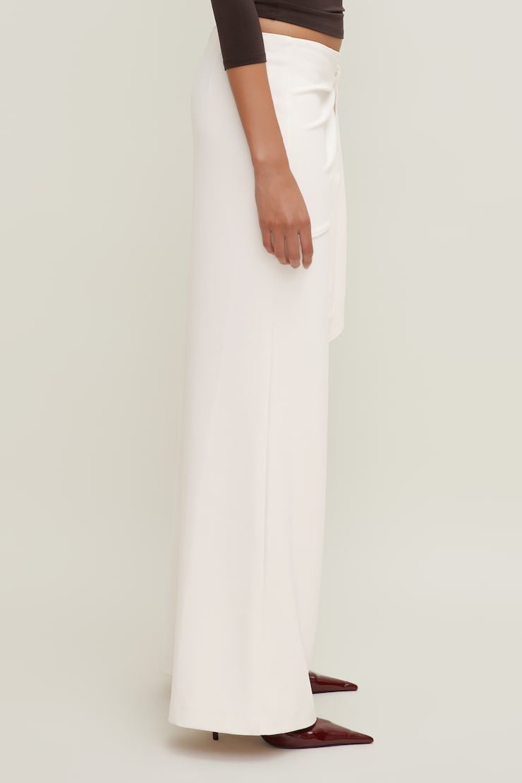 Pantalon à jambe large et attaches Blanc cassé apaisant large