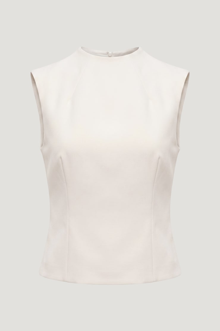 Mock Neck Top Sea Salt Cream large
