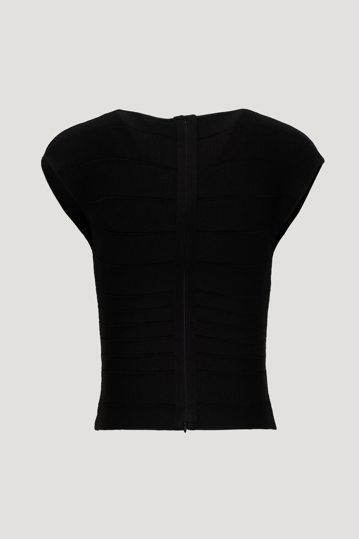 V Neck Bandage Top Jet Black large
