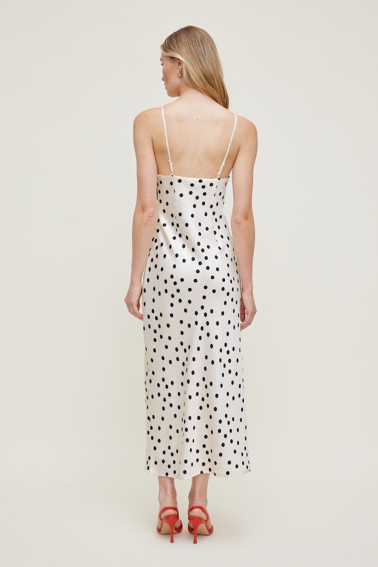 Robe midi en satin avec bordure de dentelle