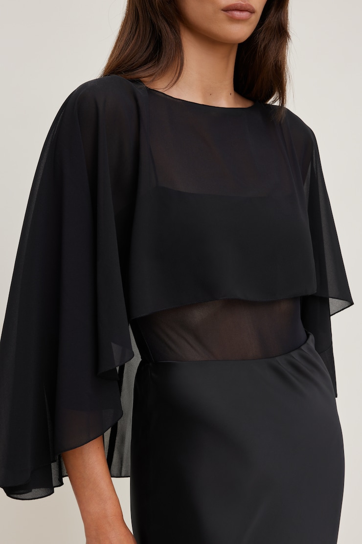 Sheer Short Cape Jet Black large