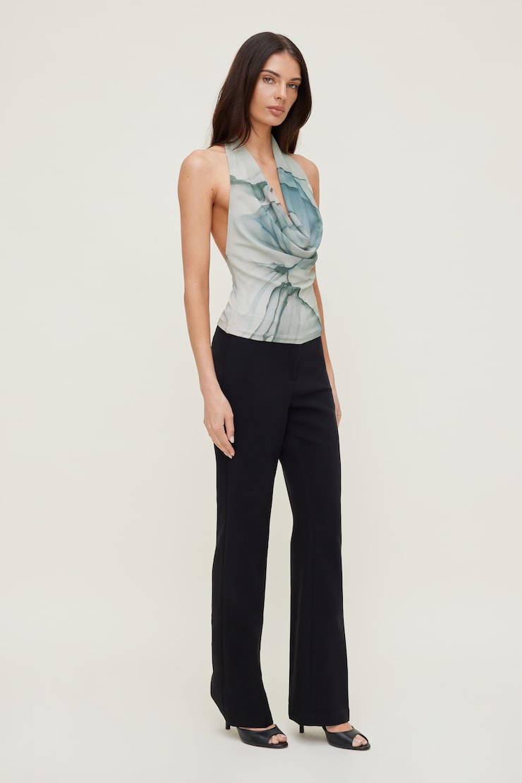 Cowl Neck Mesh Halter Top
