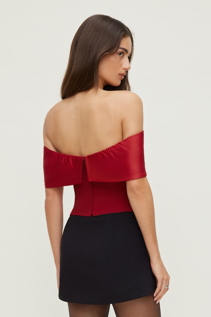 Satin Bow Tube Top Chili Pepper Red large