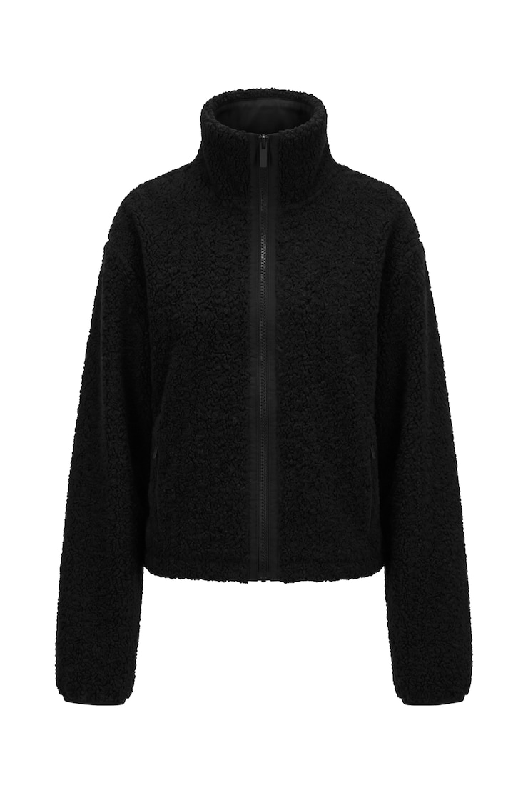 Sherpa Full Zip Jacket, JET BLACK, large