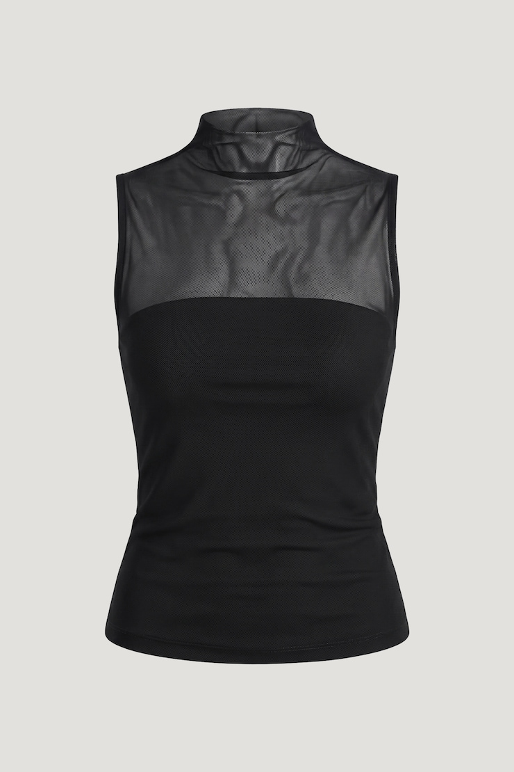Sheer Mesh Tank Top Jet Black large