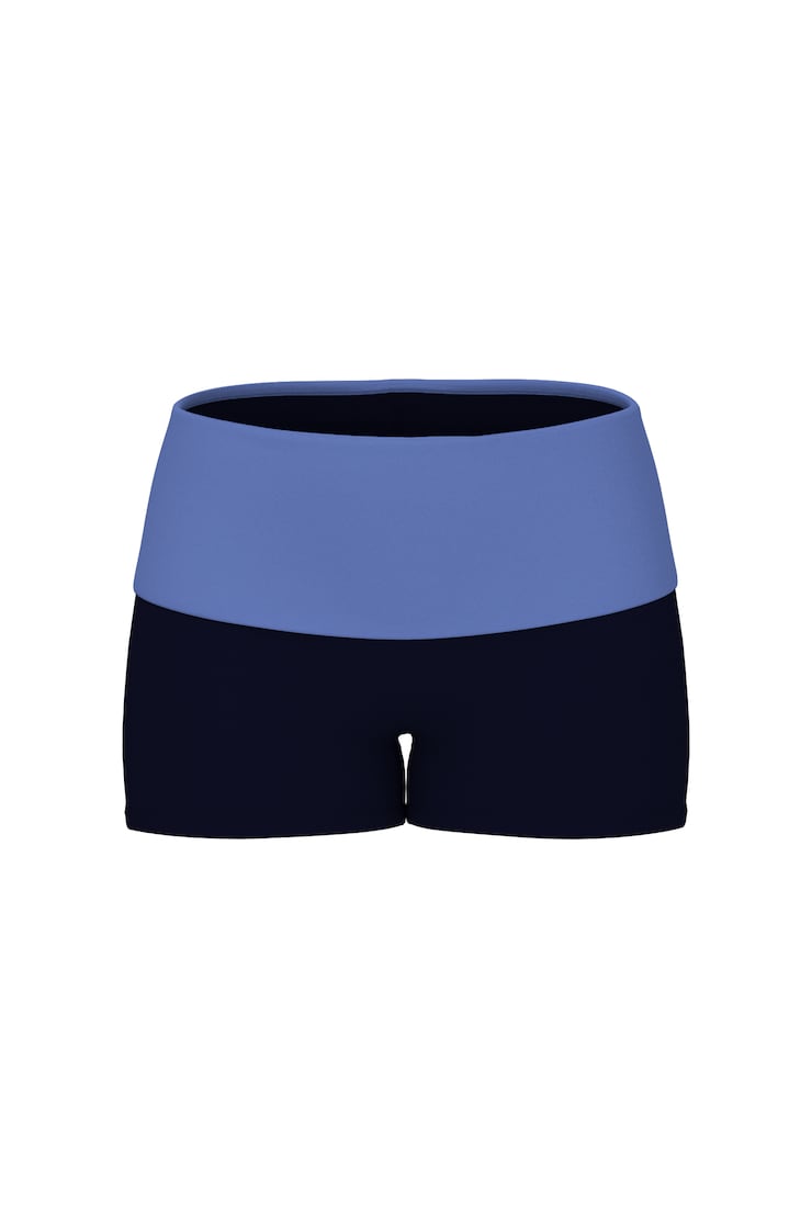 Active Foldover Booty Shorts, NAUGHTY NAVY + BLUE BLUSH, large