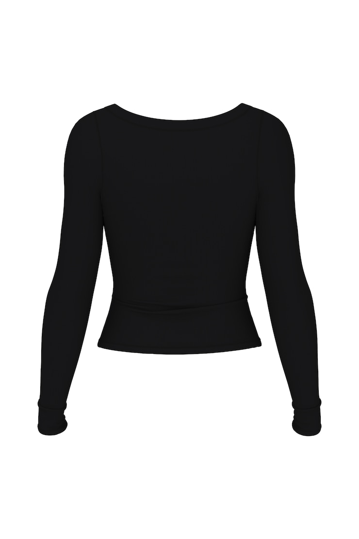 SnatchRib Crossover Longsleeve Top, JET BLACK, large