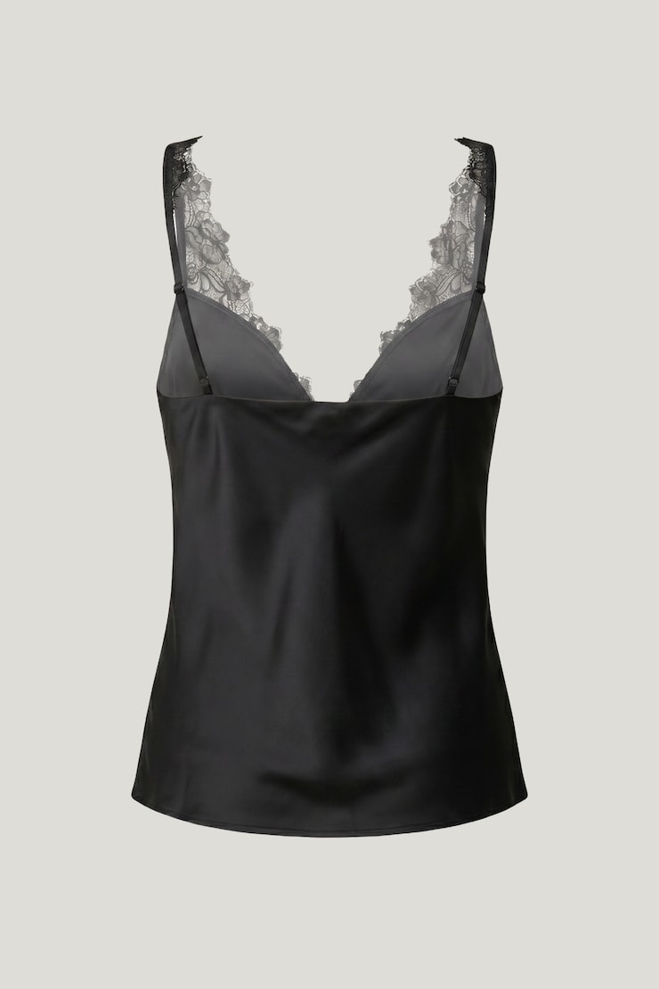 Satin Lace Cami Top Jet Black large