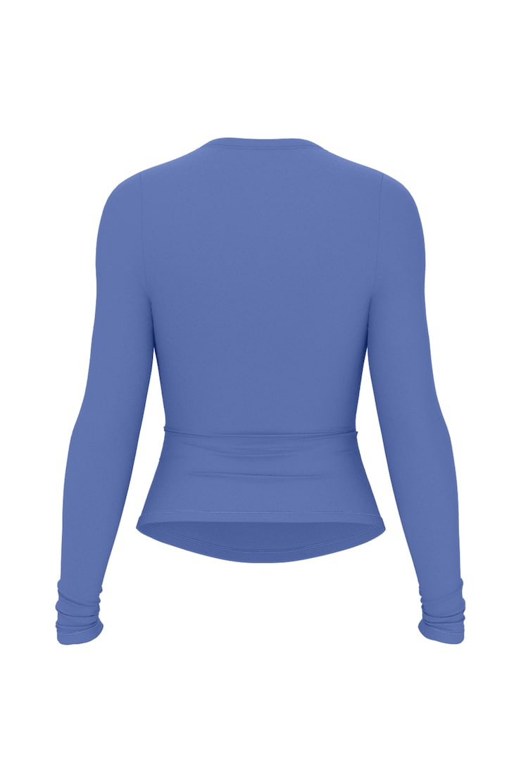 Sleek Crewneck Longsleeve Top, Blue Blush, large