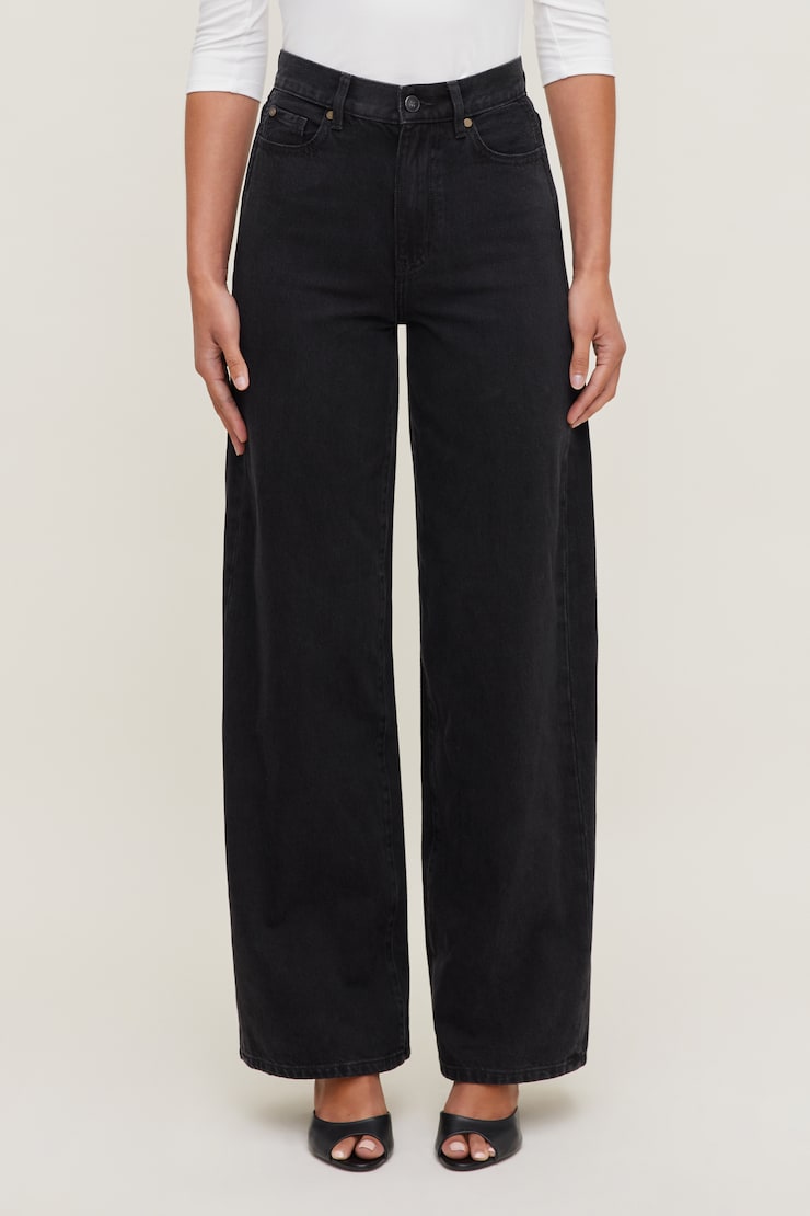 Harlow Ultra High Rise Wide Leg Jeans Granite Black large