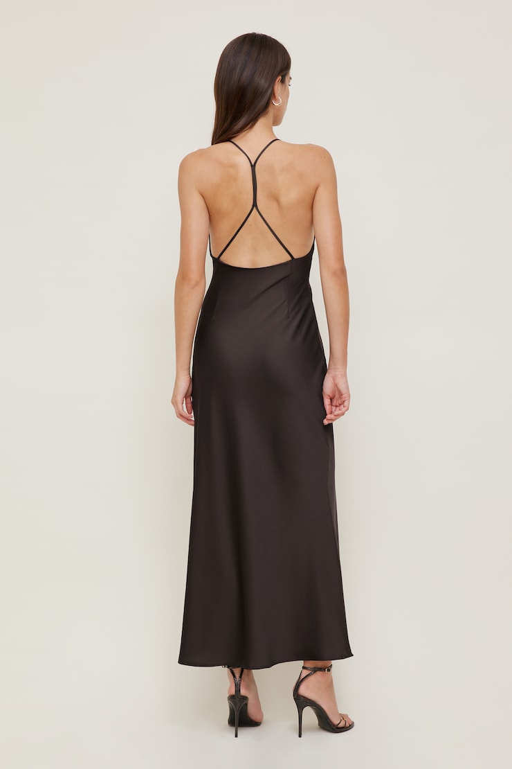 Livia Satin Midi Dress Java Brown large