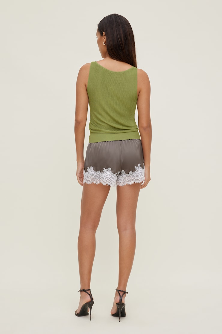 Lace Satin Shorts Iron Taupe large