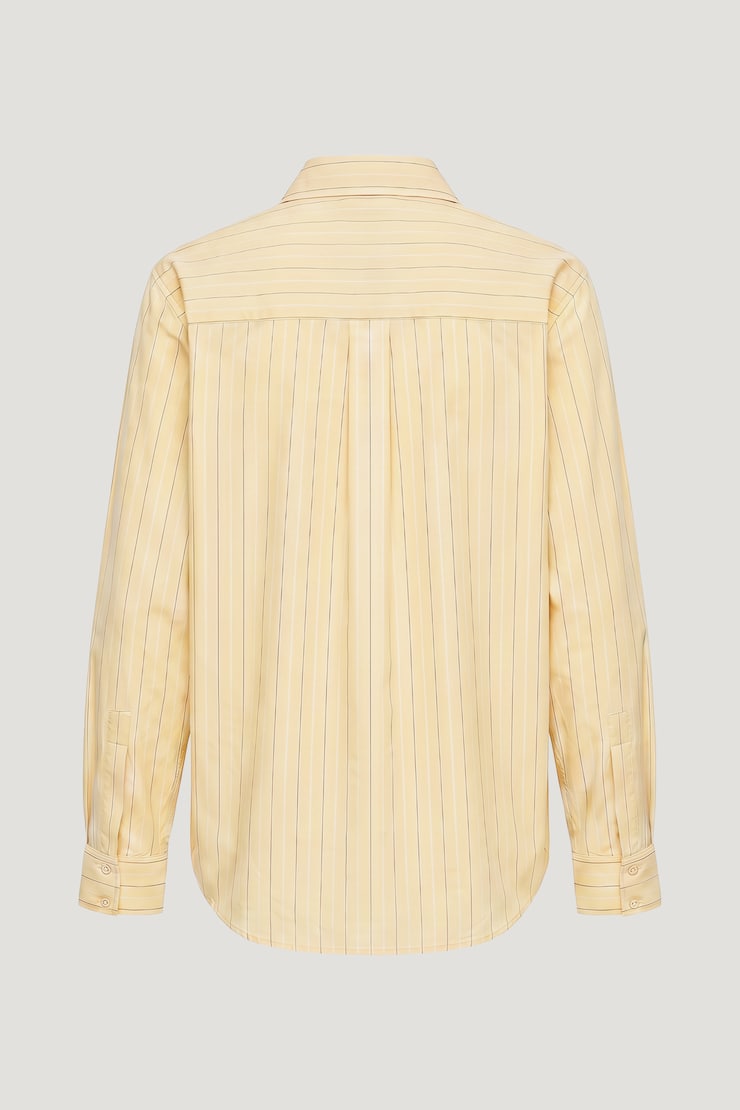 Isla Poplin Shirt Yellow / Grey / White Stripes large