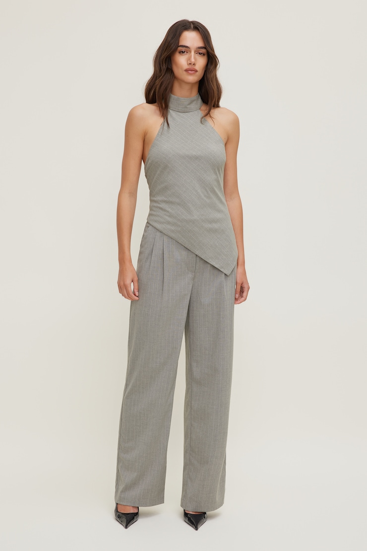 Pinstripe Halter Top Grey Pinstripe large